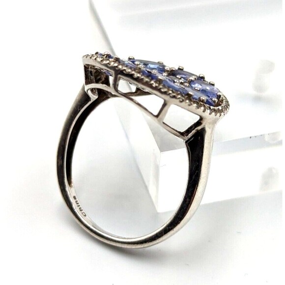 Sterling Silver 925 SNJ Tanzanite White Topaz MCM Style Statement Ring Sz 9 - Picture 11 of 16